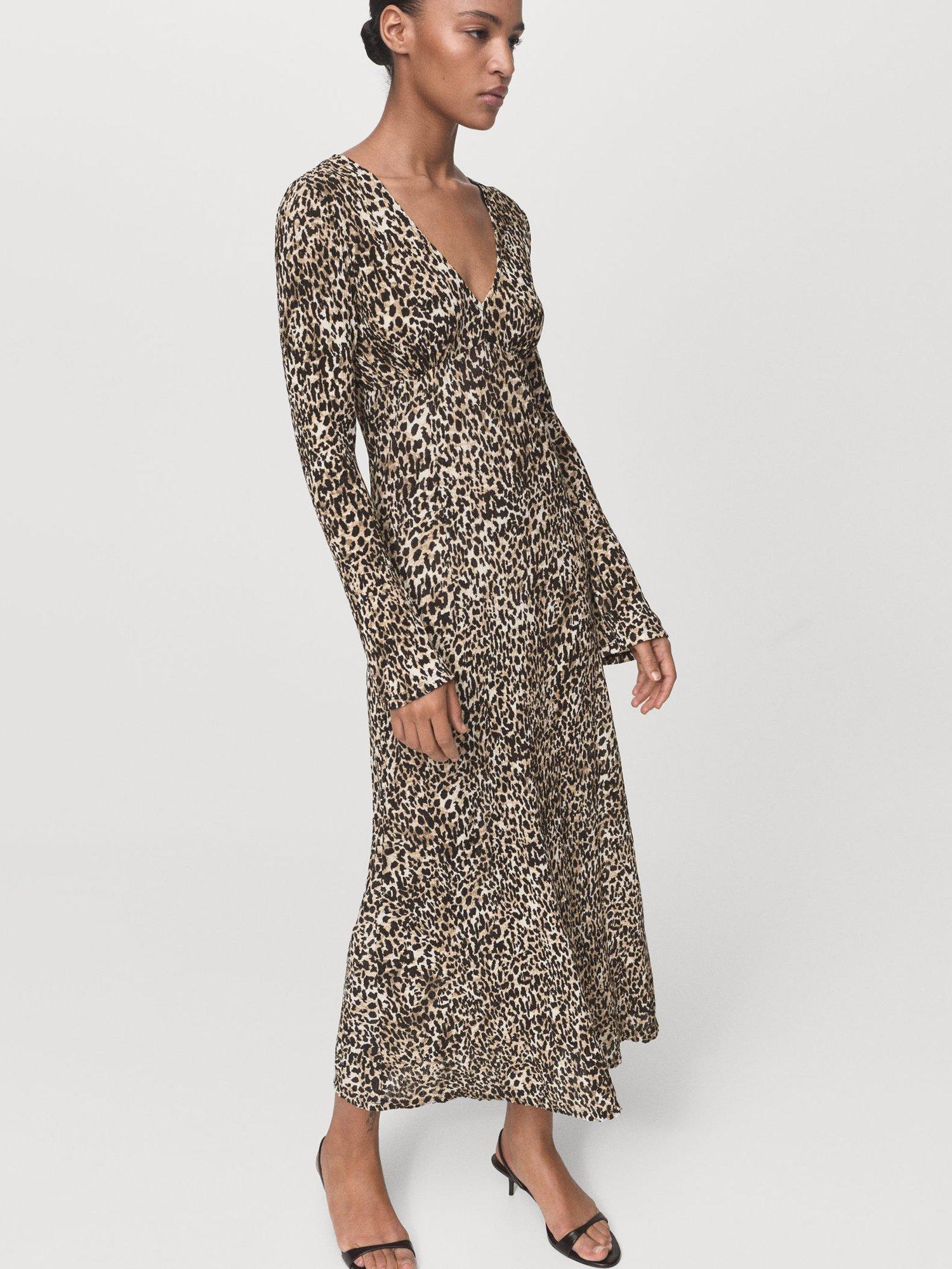 Product image 7 of 8, which shows Mango Pome Animal Print Dress, Black/Multi, 10