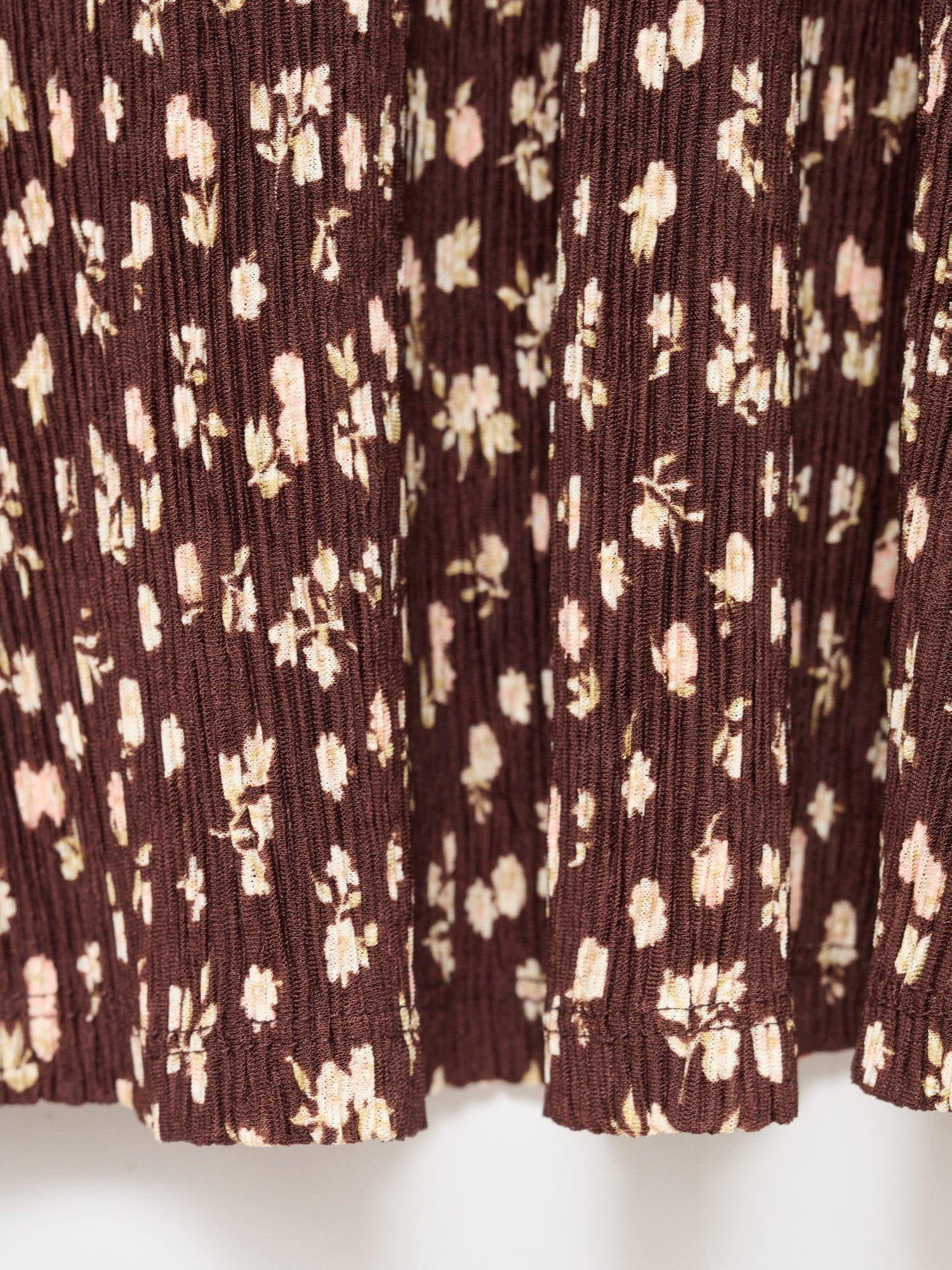 Product image 5 of 8, which shows Mango Pome Floral Midi Dress, Brown, 10