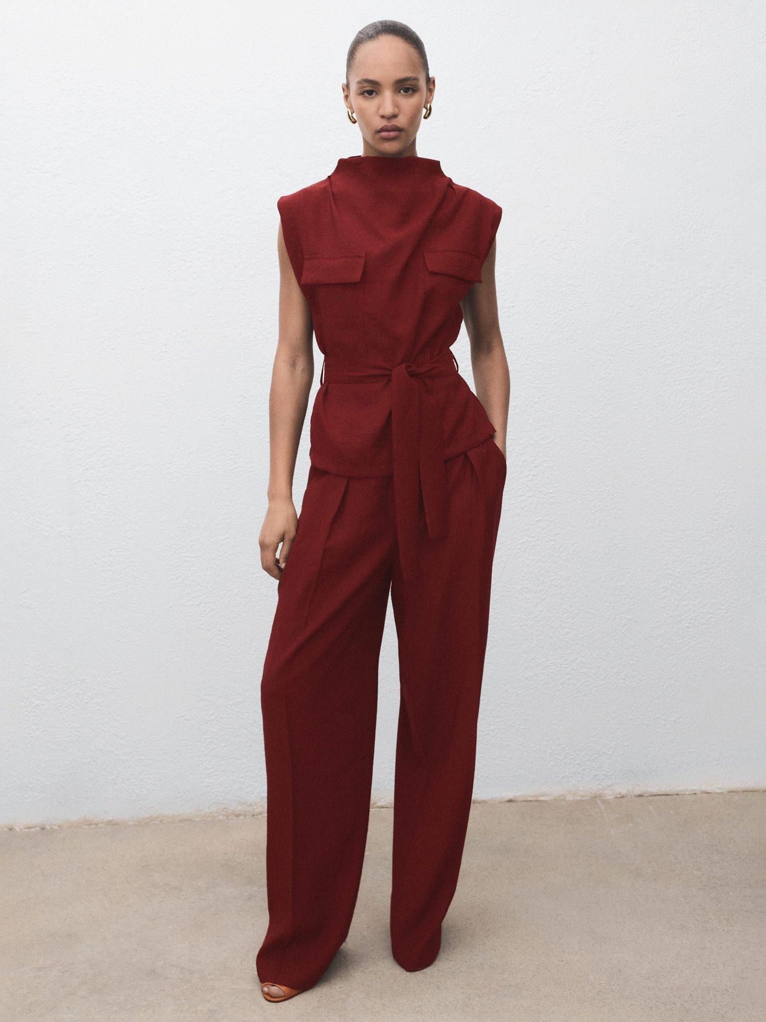 Product image 2 of 8, which shows Mango Angela Belted Top, Medium Red, 10