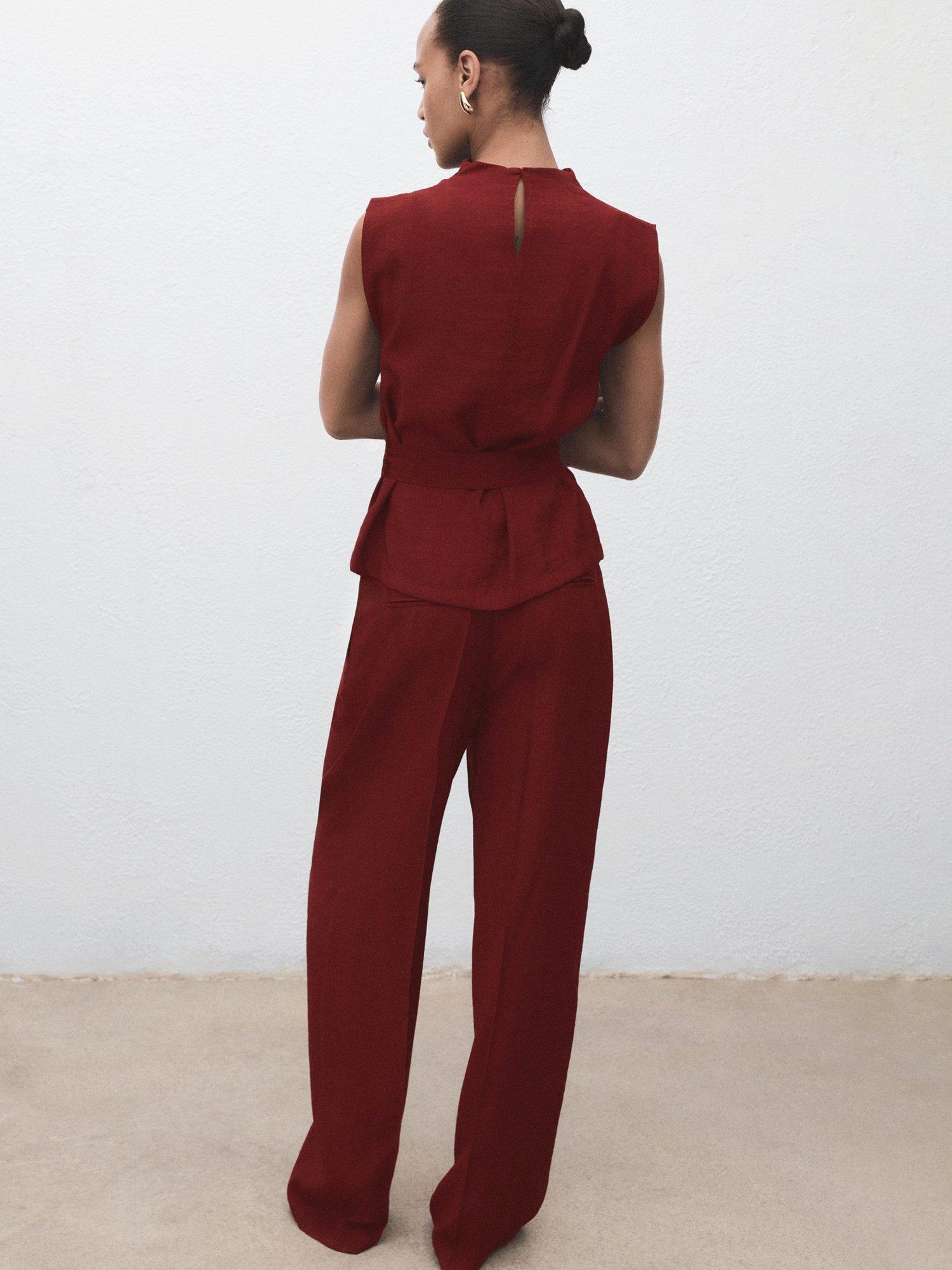 Product image 4 of 8, which shows Mango Angela Belted Top, Medium Red, 10