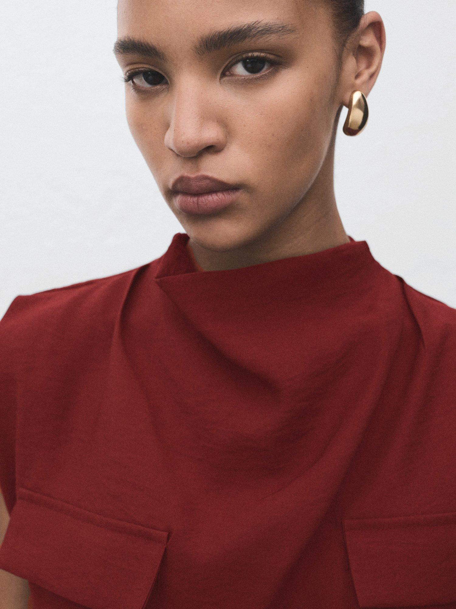 Product image 6 of 8, which shows Mango Angela Belted Top, Medium Red, 10