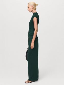 Mango Dart Palazzo Trousers, Dark Green - view 2, Dark Green