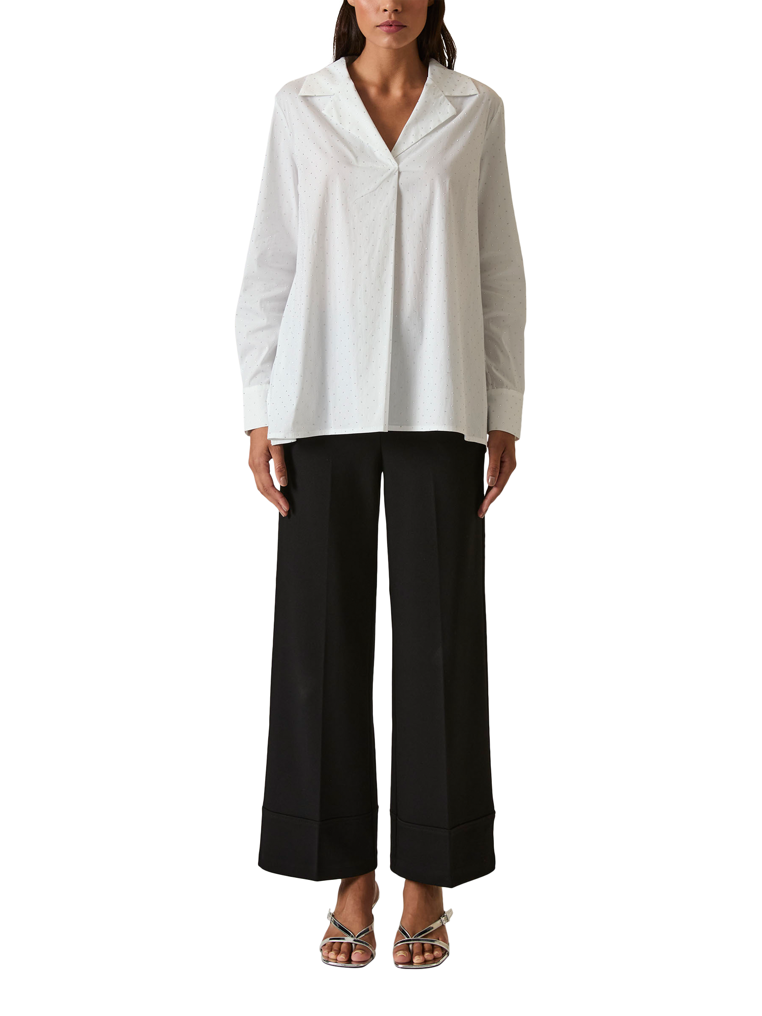 Product image 1 of 6, which shows James Lakeland Metallic Stud Embellished Shirt, White, 8