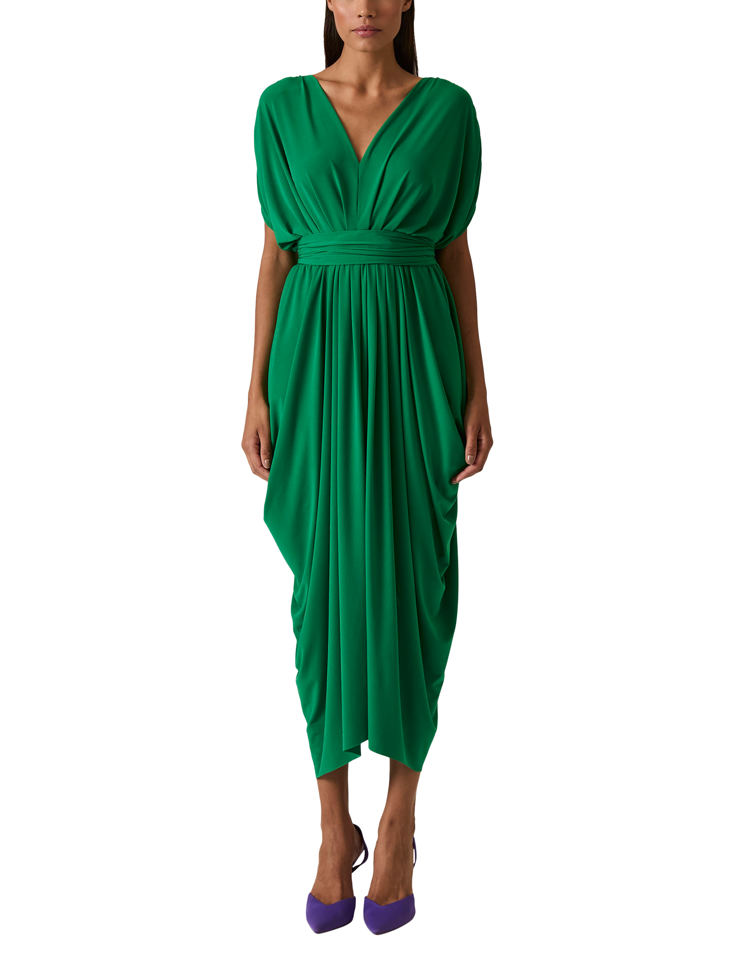 Product image 1 of 5, which shows James Lakeland Drape Jersey Midi Dress, Green, 8