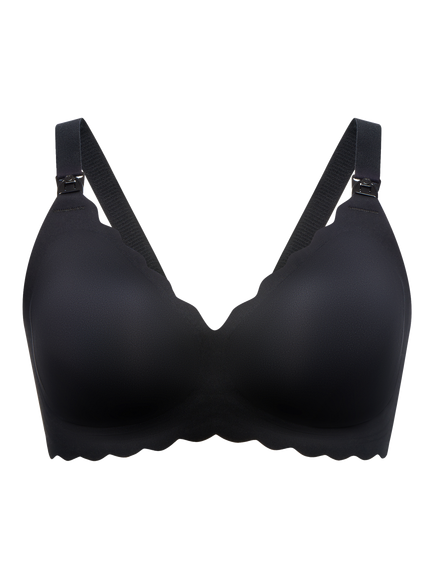 Momcozy Jelly Stripe Seamless Nursing Bra, Black, Black