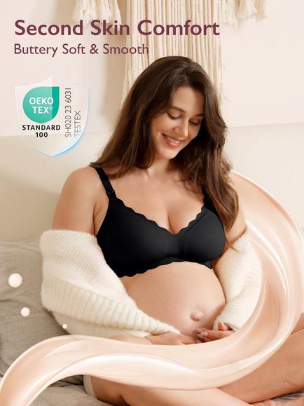 Momcozy Jelly Stripe Seamless Nursing Bra, Black - view 2, Black