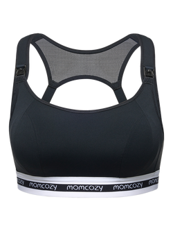 Momcozy Low Impact Sports Nursing Bra, Black, Black