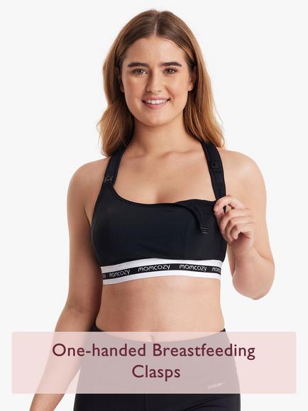 Momcozy Low Impact Sports Nursing Bra, Black - view 2, Black