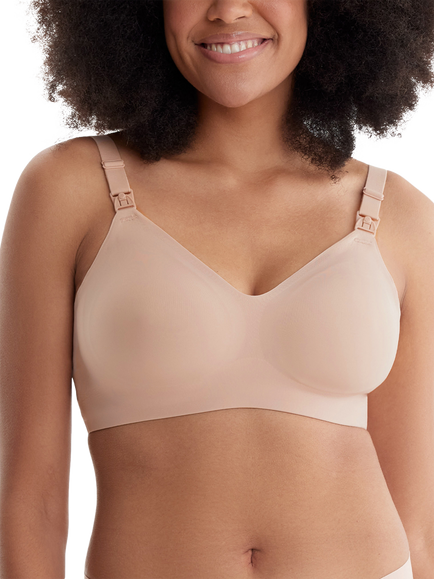 Momcozy Smooth Ultra Soft & Omni Nursing Bra, Brown, Brown