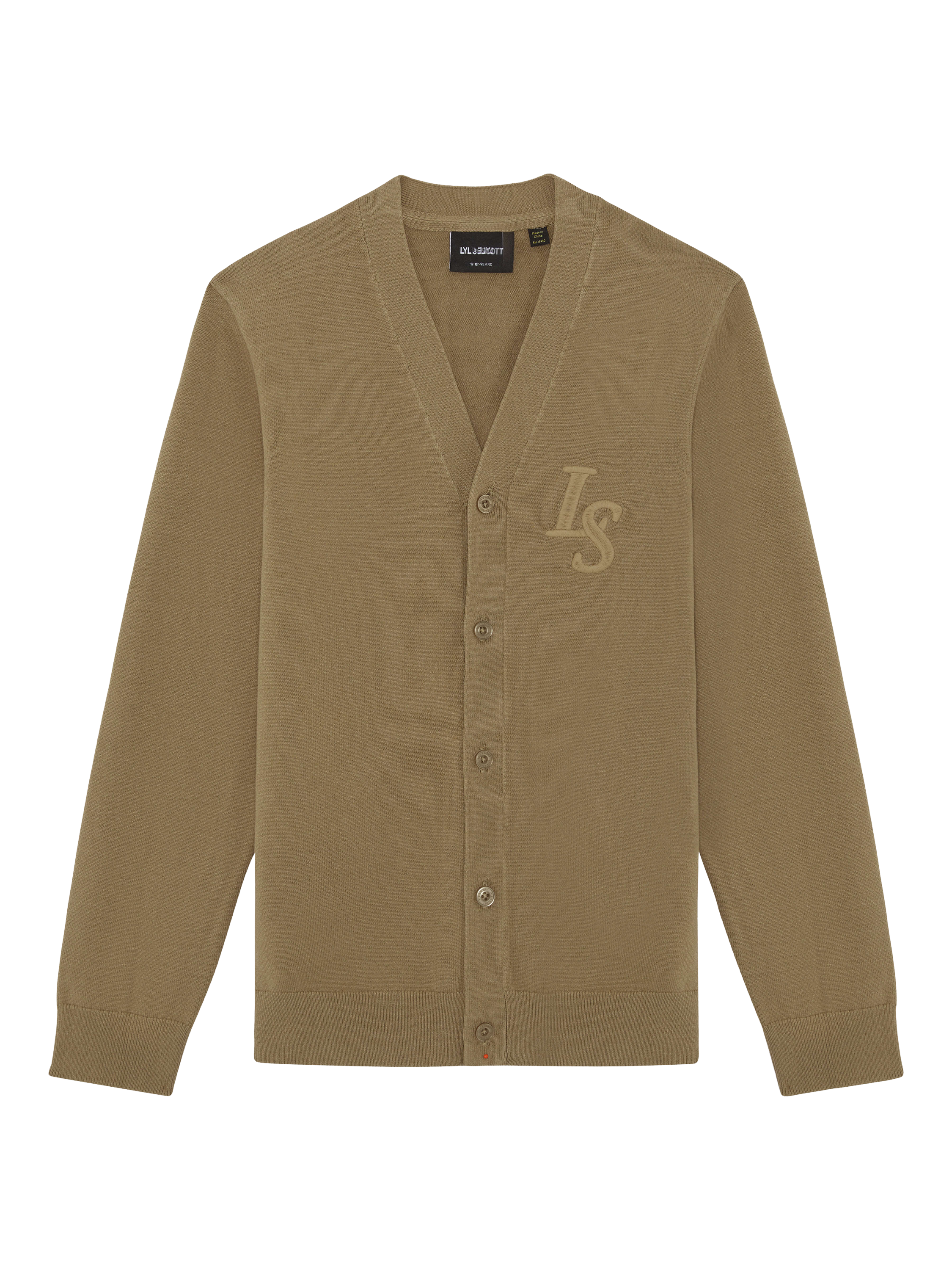 Product image 1 of 1, which shows Lyle & Scott Kids' Monogram Button Cardigan, Brown, 3-4 years