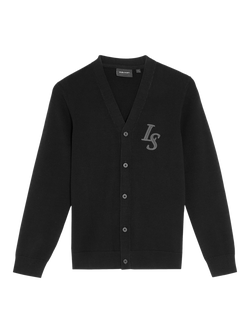 Lyle & Scott Kids' Monogram Button Cardigan, Black