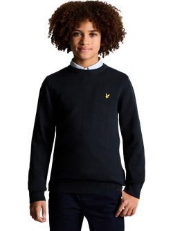 Lyle & Scott Kids' Cotton Relaxed Crew Neck Jumper, Dark Navy, Z271 Dark Navy