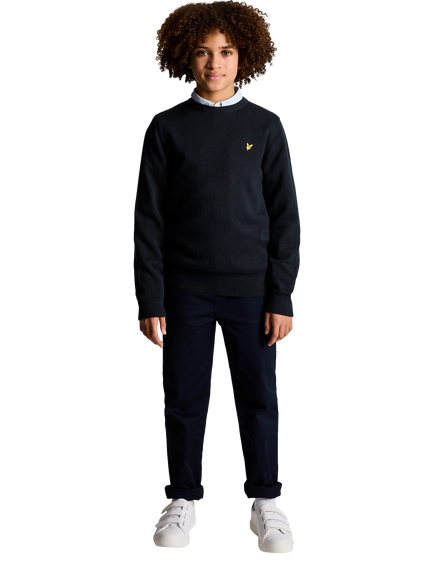 Lyle & Scott Kids' Cotton Relaxed Crew Neck Jumper, Dark Navy - view 2, Z271 Dark Navy