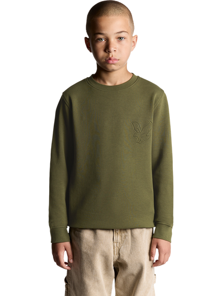 Lyle & Scott Kids' Cotton Eagle Crew Neck Sweatshirt, Deep Depths, X848 Deep Depths