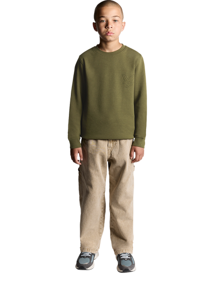 Lyle & Scott Kids' Cotton Eagle Crew Neck Sweatshirt, Deep Depths - view 2, X848 Deep Depths