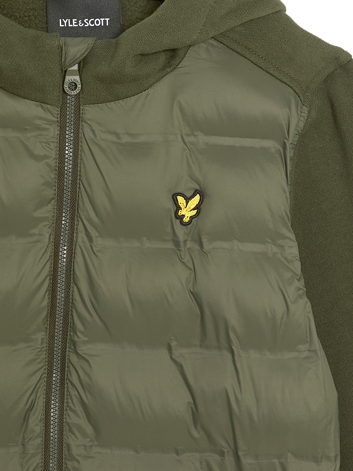 Product image 3 of 3, which shows Lyle & Scott Kids' Hybrid Zip Hoodie, Green, 9-10 years