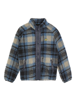 Lyle & Scott Kids' Jacquard Sherpa Fleece Jacket, Navy/Multi, Navy/Multi