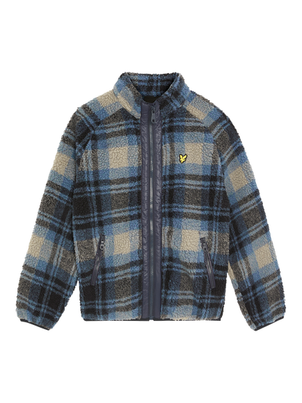 Lyle & Scott Kids' Jacquard Sherpa Fleece Jacket, Navy/Multi, Navy/Multi