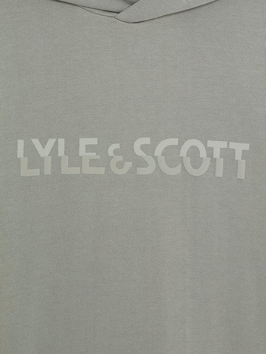 Product image 3 of 3, which shows Lyle & Scott Kids' Multicoloured Print Pullover Hoodie, Grey, 9-10 years