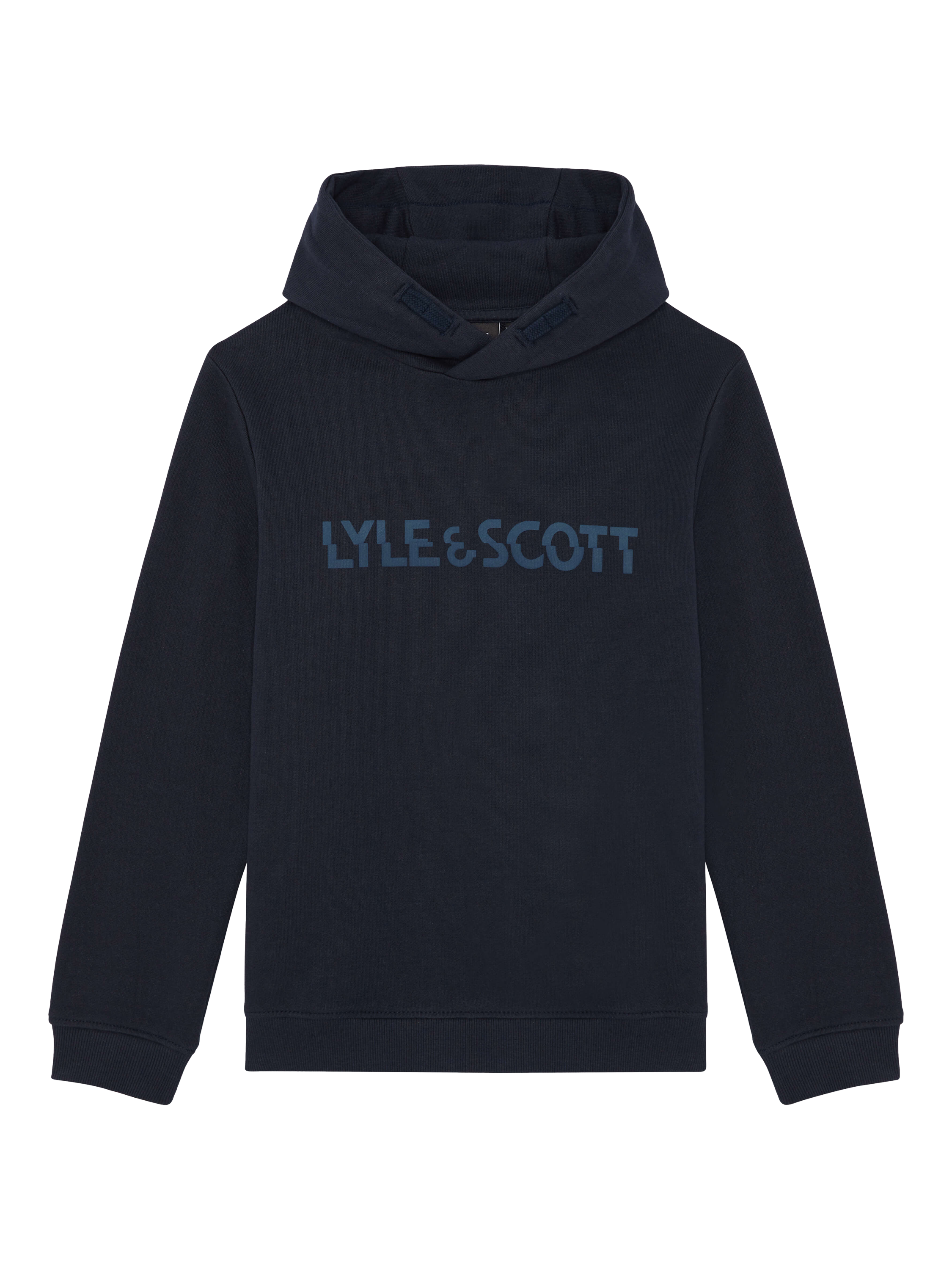 Product image 1 of 1, which shows Lyle & Scott Kids' Multicoloured Print Pullover Hoodie, Navy, 3-4 years
