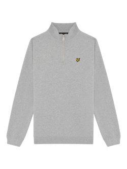 Lyle & Scott Kids' Cotton Quarter Zip Jumper, D24 Light Grey Marl