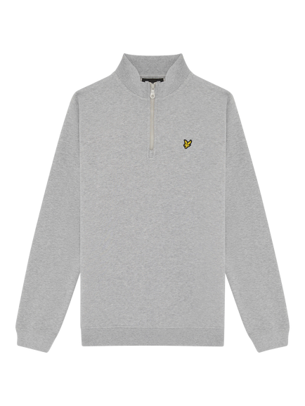Lyle & Scott Kids' Cotton Quarter Zip Jumper, D24 Light Grey Marl