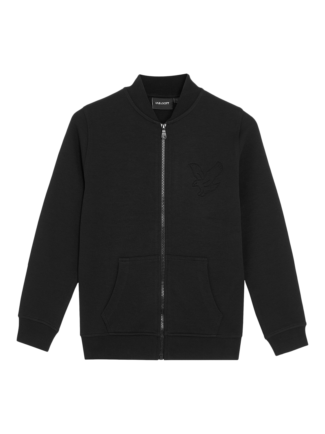Product image 1 of 3, which shows Lyle & Scott Kids' Eagle Cotton Blend Track Jacket, Z865 Jet Black, 9-10 years
