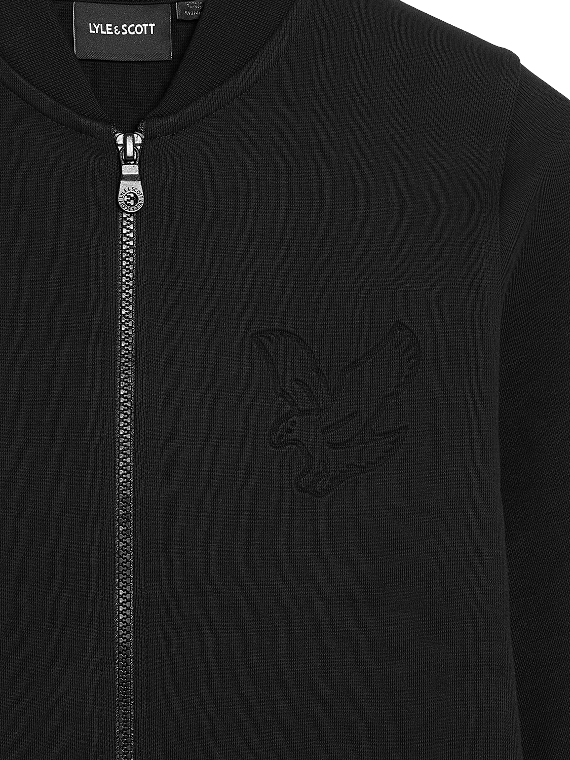 Product image 3 of 3, which shows Lyle & Scott Kids' Eagle Cotton Blend Track Jacket, Z865 Jet Black, 9-10 years