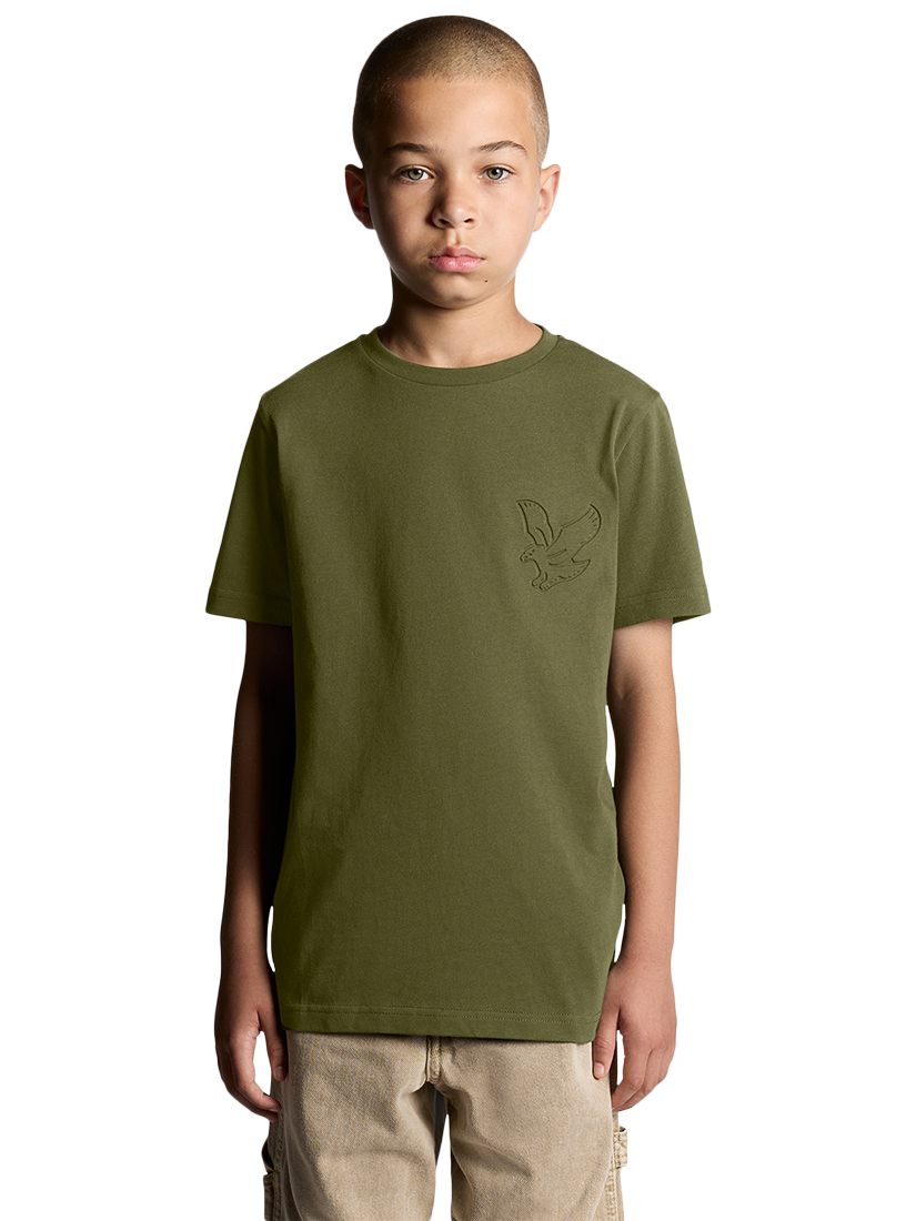 Product image 1 of 7, which shows Lyle & Scott Kids' Cotton Embossed Eagle T-Shirt, X848 Deep Depths, 9-10 years