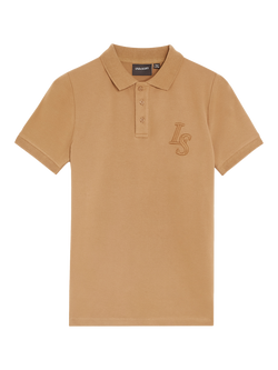 Lyle & Scott Kids' Cotton Rich Short Sleeved Monogram Polo Shirt, Brown