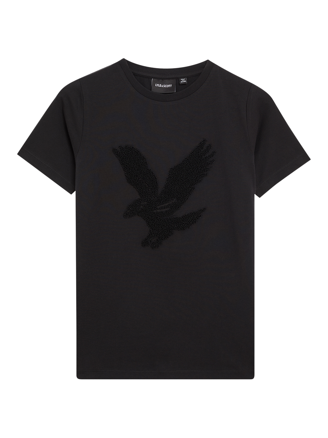 Product image 1 of 1, which shows Lyle & Scott Kids' Towelling Eagle T-Shirt, Black, 3-4 years