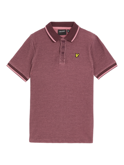 Lyle & Scott Kids' Two Tone Waffle Polo Shirt, Maroon