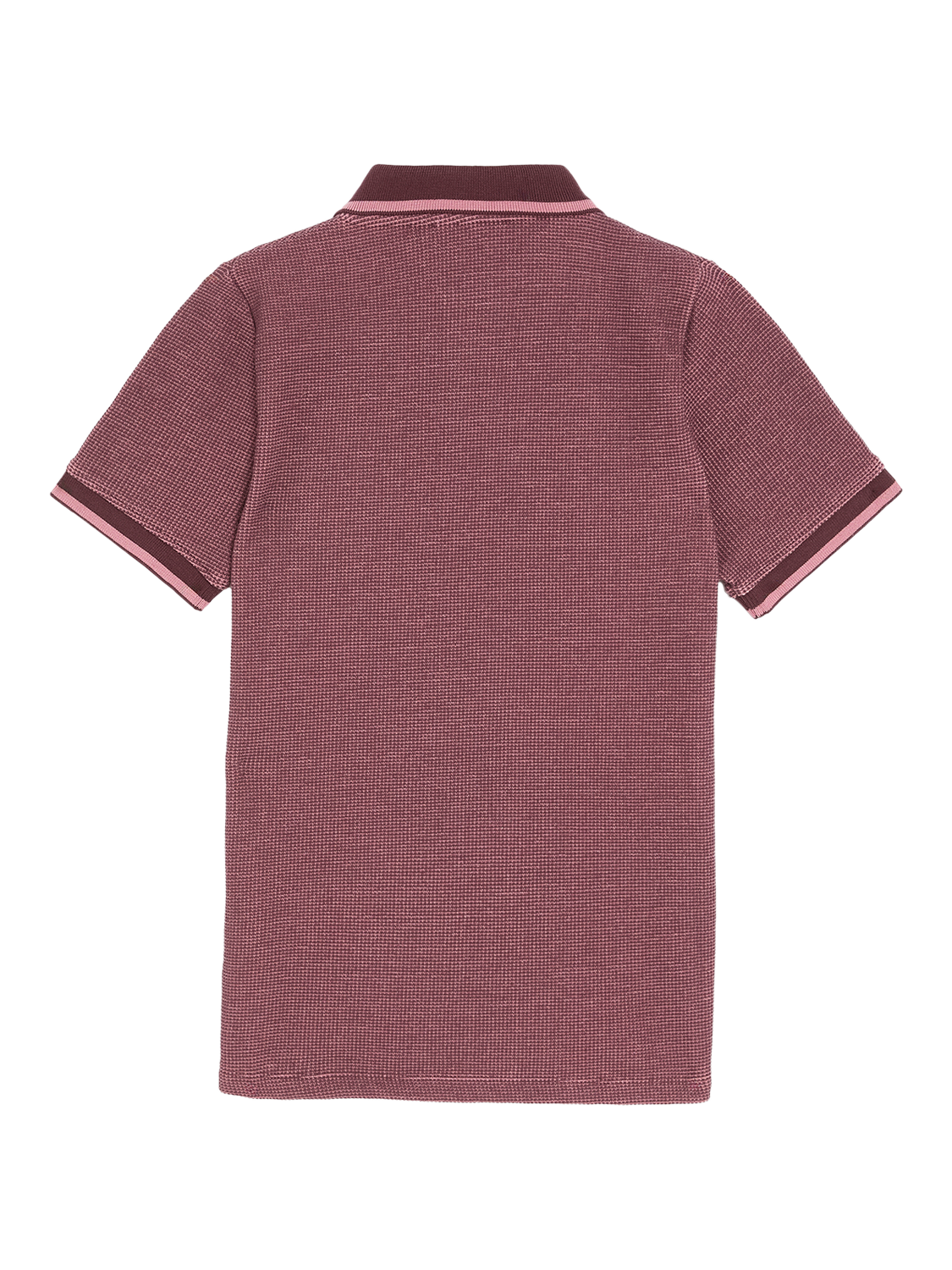 Product image 2 of 3, which shows Lyle & Scott Kids' Two Tone Waffle Polo Shirt, Maroon, 9-10 years