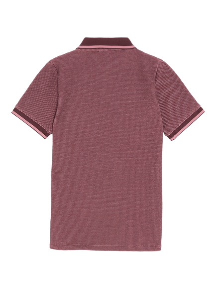 Lyle & Scott Kids' Two Tone Waffle Polo Shirt - view 2, Maroon