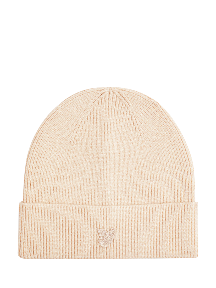 Product image 1 of 3, which shows Lyle & Scott Kids' Knitted Beanie Hat, Beige