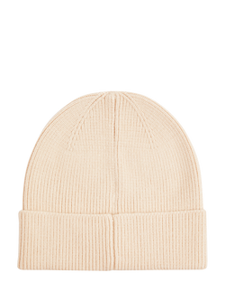 Lyle & Scott Kids' Knitted Beanie Hat, Beige - view 2, Beige
