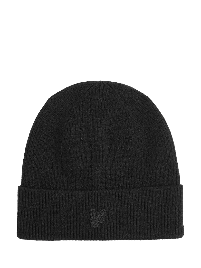 Product image 1 of 3, which shows Lyle & Scott Kids' Knitted Beanie Hat, Black