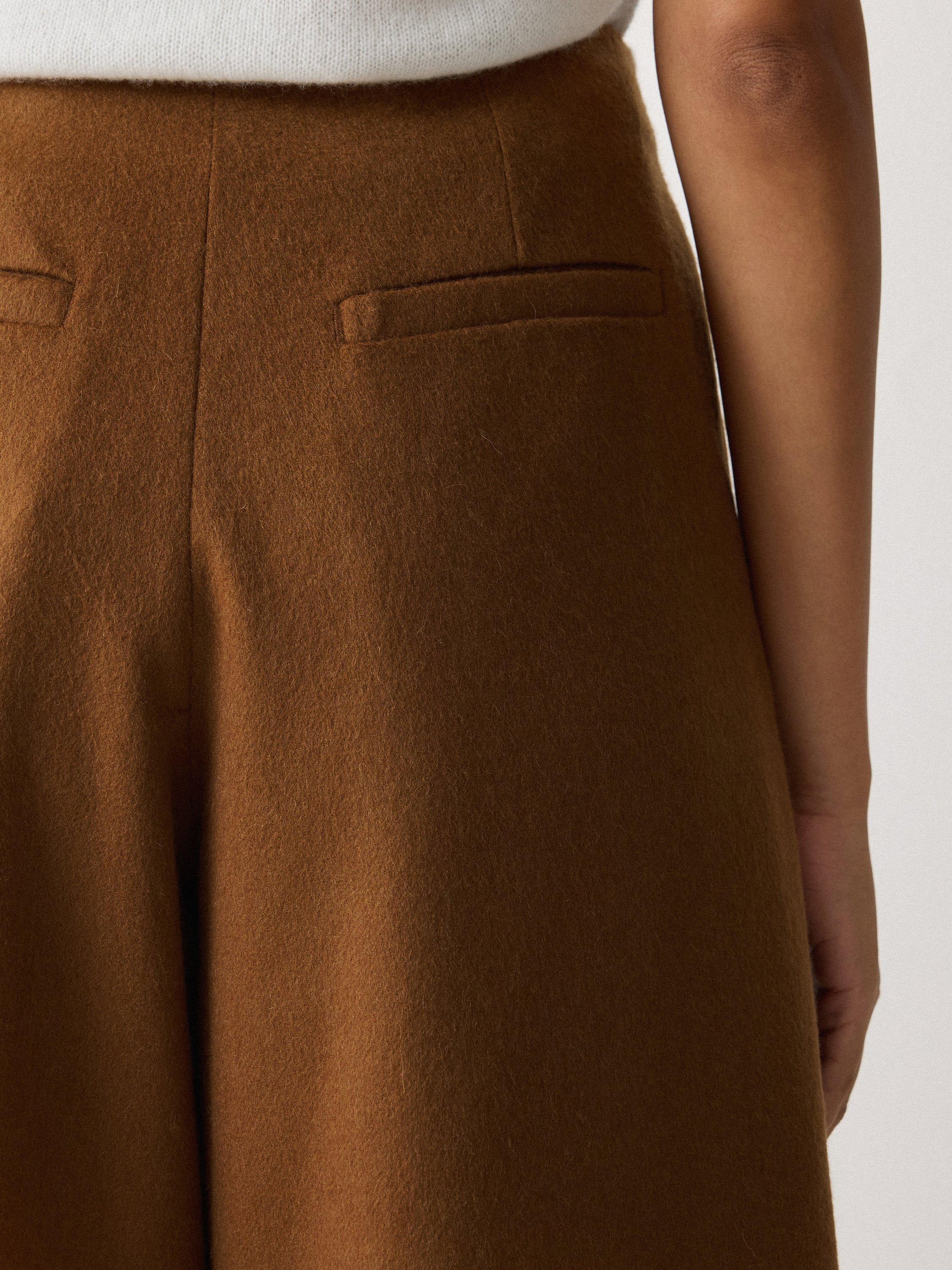 Product image 3 of 5, which shows Jigsaw High Waist Brushed Wool Rich Trousers, Brown, 14