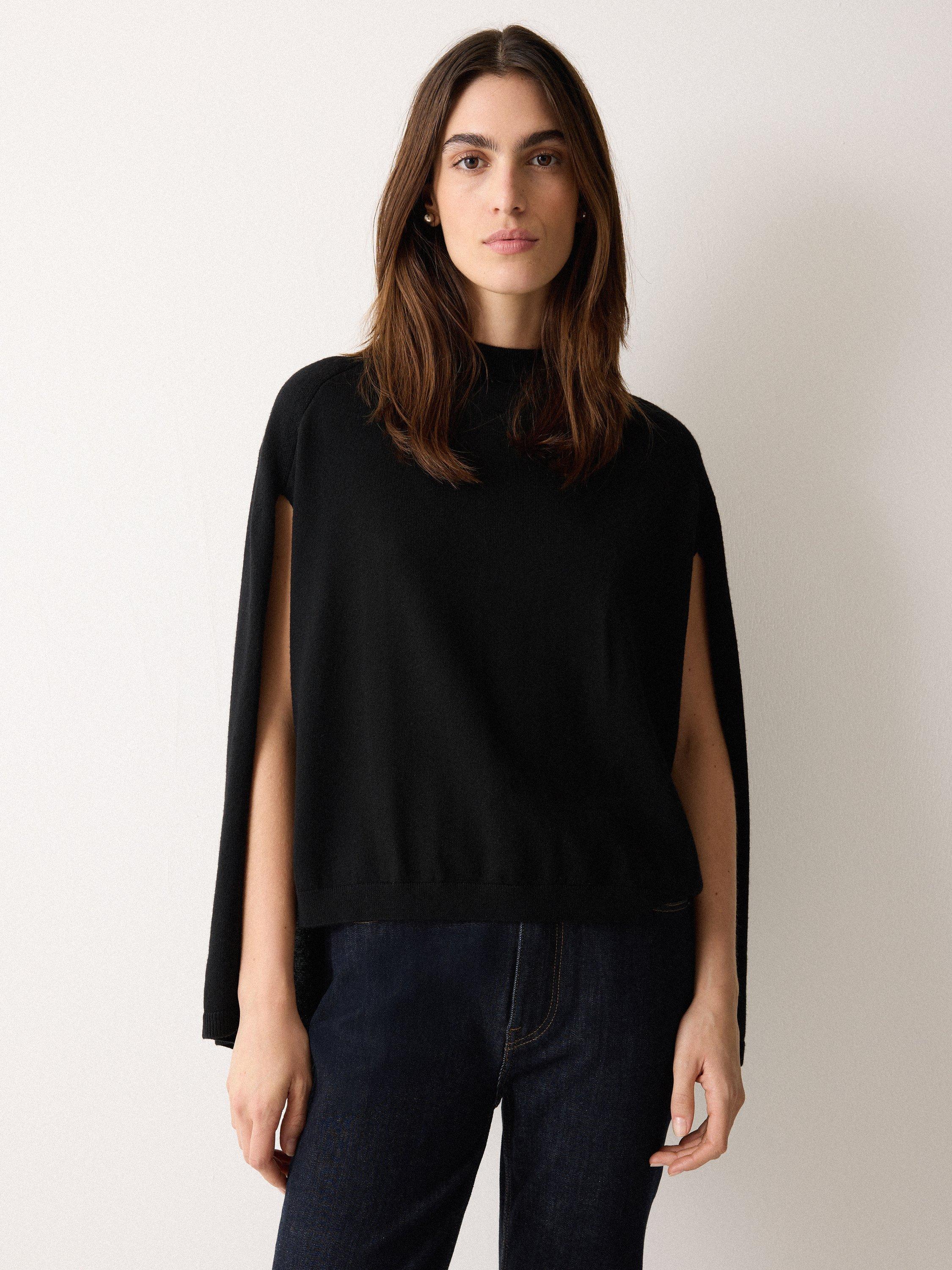 Product image 4 of 5, which shows Jigsaw Wool Sleeveless Funnel Neck Jumper, Black, S-M