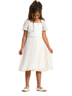 Angel & Rocket Kids' Pleated Georgette Dress, White, White