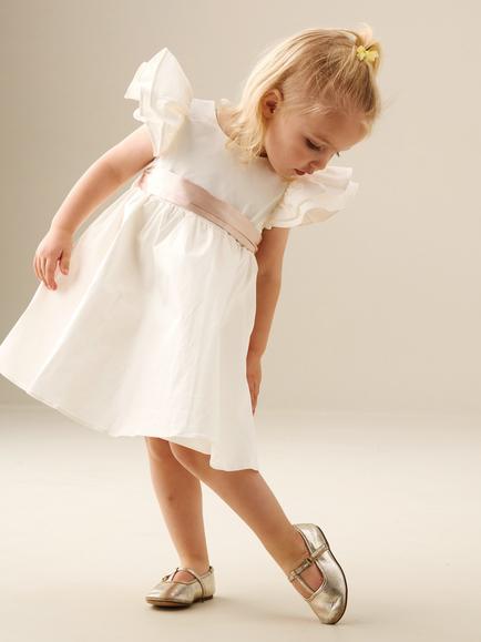 Angel & Rocket Baby Sateen Sash Dress, Natural Cream, Natural Cream