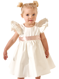 Angel & Rocket Baby Sateen Sash Dress, Natural Cream - view 2, Natural Cream