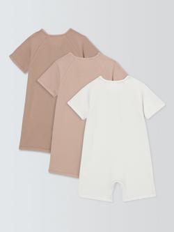 John Lewis Baby Ribbed Romper Suits, Pack of 3, Natural - view 2, Natural