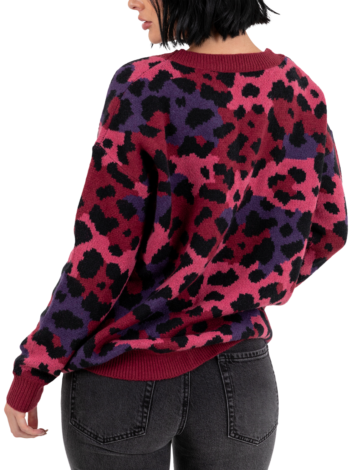 Product image 2 of 9, which shows Lovedrobe Longline Jacquard Cardigan, Multi, Multi, 8-10