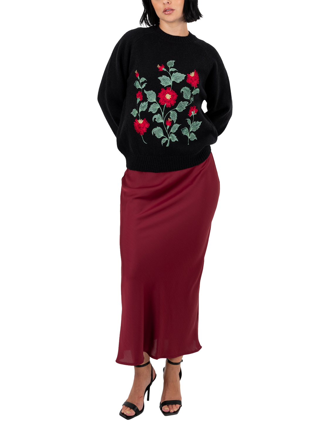 Product image 5 of 8, which shows Lovedrobe Floral Embroidery Jumper, Multi/Black, 8-10