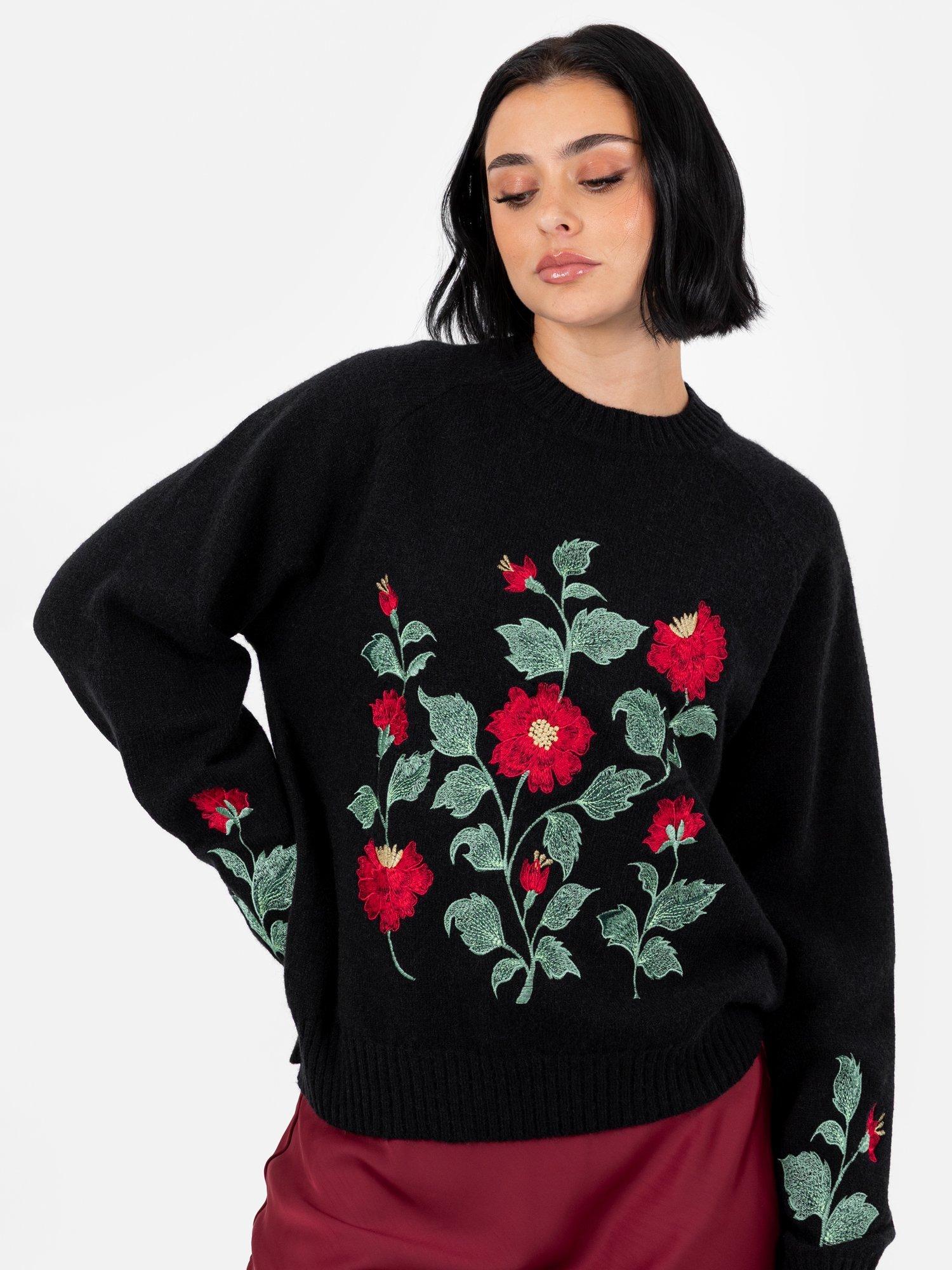 Product image 7 of 8, which shows Lovedrobe Floral Embroidery Jumper, Multi/Black, 8-10