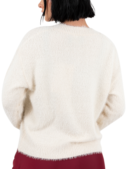 Lovedrobe Bows Eyelash Knit Cardigan, Ivory - view 2, Ivory
