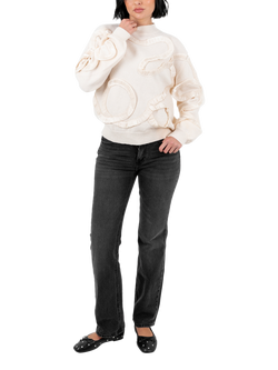 Lovedrobe High Neck Applique Jumper, Cream, Cream