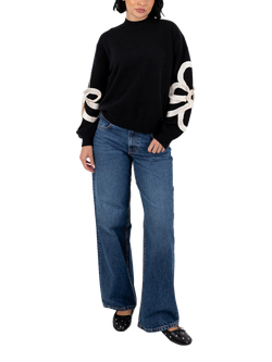 Lovedrobe High Neck Squiggle Applique Jumper, Black