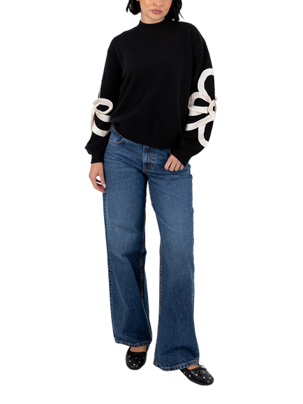 Lovedrobe High Neck Squiggle Applique Jumper, Black